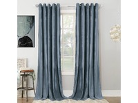 Luxton Steel Blue Velvet Blockout Curtains Pair (140x230cm)
