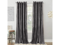 Luxton Dark Grey Velvet Blockout Curtains Pair (240x230cm)
