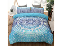 King size Mandala Aqua Blue Boho Quilt Cover Set
