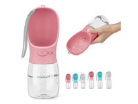 Dog Water Bottle Walking Travel Pets Drinking Bottle Outdoor Portable 350ml Pink