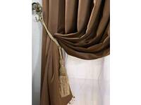 Brown Eyelet Ring Top Blackout / Blockout Curtain (size: 140x221cm)