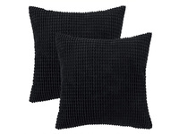 Velvet Corduroy European Pillowcases 65x65cm (twin pack) - Black