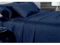King Size 500TC Cotton Sateen Navy Fitted Sheet