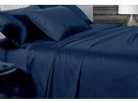 500TC Cotton Sateen Navy Fitted Sheet