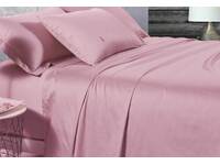 Single Size 500TC Cotton Sateen Pink Fitted Sheet