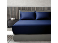 Luxton 1000TC Egyptian Cotton Fitted Sheet Set (Navy Blue, King)