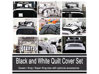 Grey Black and White Quilt Cover Chevron Striped Abstract Doona Cover Set (#2)