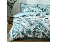 Clive Aqua Green Tropical Plant Quilt Cover Set