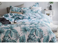 Aqua Blue Palm Leaf Quilt Cover Set