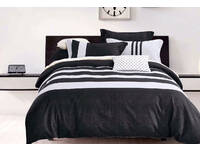 Arlo Black White Striped Quilt Cover Set
