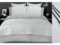 Laura Trim White with Black stripes Queen size Duvet cover / Quilt Cover Set with pillowcase