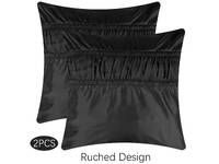 Helliana Ruched Black European Pillowcases 65x65cm (twin pack)