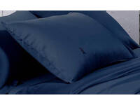 500TC Cotton Sateen Cuffed Navy Standard Pillowcase (Single Pack)