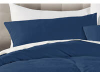 Vintage Washed Deep Blue Cuffed Standard Pillowcase (Single Pack)