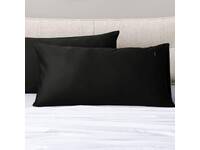 Black Sateen Cotton King Size Pillowcases Pair