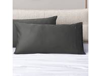 Dark Grey Sateen Cotton King Size Pillowcases Pair
