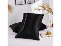 Standard Size Silk Satin Pillowcases Pair ( Black color, 48x73cm)