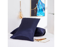 Standard Size Silk Satin Pillowcases Pair ( Navy Blue color, 48x73cm)