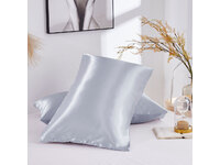 Standard Size Silk Satin Pillowcases Pair (Silver Grey color, 48x73cm)