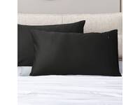 Black Sateen Cotton Standard Pillowcases Pair