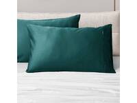 Emerald Green Sateen Cotton Standard Pillowcases Pair