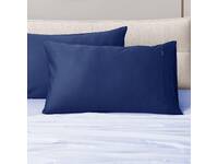 Navy Blue Sateen Cotton Standard Pillowcases Pair