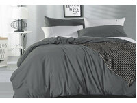 Super King Size Pure Cotton Vintage Washed Quilt Cover Set (Charcoal Color)