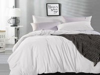 Super King Size Pure Cotton Vintage Washed Quilt Cover Set (White Color)