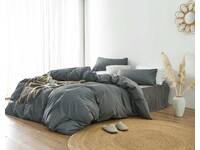 Washed Grey charcoal Cotton Quilt Cover Set