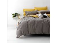 100% Cotton King size European Vintage Washed Quilt Cover Set (Coal)
