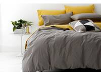 Double size 100% Cotton European Vintage Washed Quilt Cover Set (Coal Black)