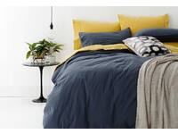 Double size 100% Cotton European Vintage Washed Quilt Cover Set (Blue)