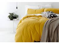 Double size 100% Cotton European Vintage Washed Quilt Cover Set (Misted Yellow)