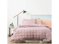 King Size Plum Paradis Washed Chambray Quilted Quilt Cover Set