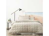 Super King Size Muddy Taupe Paradis Washed Chambray Quilted Quilt Cover Set
