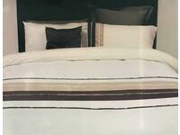 Queen Size Cream Color Quilt / Doona Cover Set with Brown Pintuck (Last One)