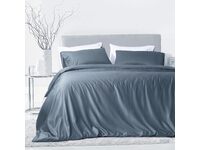 Luxton 100% Organic Bamboo Quilt Cover Set (Steel Blue, Queen)
