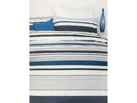 (LAST ONE ) cotton rich King Size Porter Blue Striped Quilt Cover Set