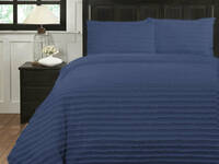 Queen Size Indigo Renee Taylor 250TC Helena Tuffted Quilt Cover sets