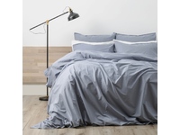 King Size Celestial Blue Lorimer 300TC Stone Washed Cotton Quilt Cover Set
