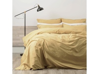 Super King Size Mustard Lorimer 300TC Stone Washed Cotton Quilt Cover Set