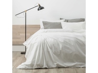 Queen Size White Lorimer 300TC Stone Washed Cotton Quilt Cover Set