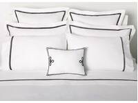 Queen Size 370TC Cotton Sateen Embroidery Black Trim White Quilt Cover Set - 5pcs