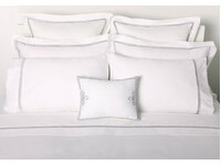 King Size 370TC Cotton Sateen Embroidery Silver Trim White Quilt Cover Set