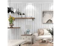 Country Rustic Wood Panel wallpaper OFF WHITE striped wallpaper