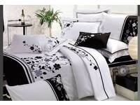 Alsace Black White Embroidery Quilt Cover Set