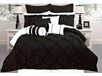 Fantine Black diamond pintuck SUPER KING Quilt Cover Set/ Duvet Doona Cover