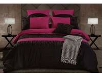 Pelili Hot Pink Black Quilt Cover Set