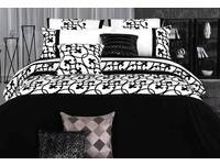 Lyde Flocking Black And White Quilt Cover Set Manchester Direct