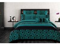 Luxton Halsey Teal and Black Quilt Cover Set in Super King / Queen / King Size